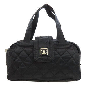 CHANEL Black Logo Boston Bag